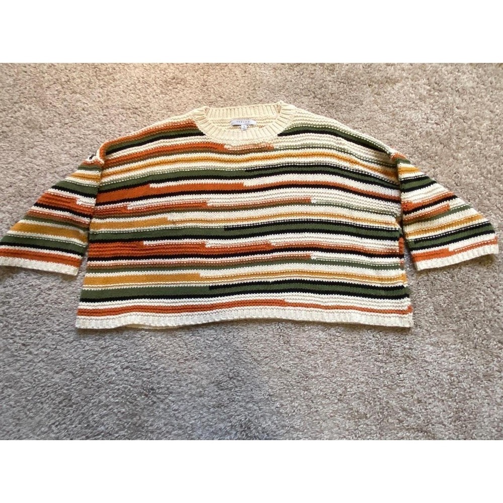 Favlux Sweater Pullover Cropped Small Medium Oversized Boho Strip Preppy SKU13